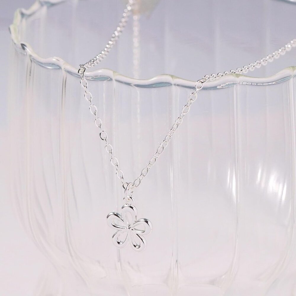 Silver Necklace for Women, 14K White Gold Plated Dainty Infinity Bead Star of Da - Picture 5 of 7